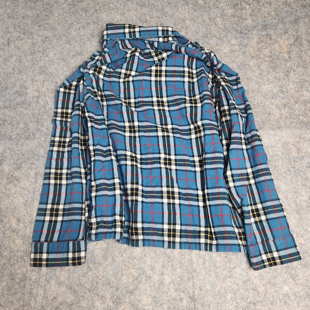 LL Bean Pajama Flannel Shirt Men S Reg Blue Scotch Plaid Long Sleeve Button Up - Picture 2 of 6